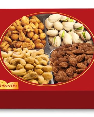 Valentines Day Nuts gift Basket of Cravings Gourmet Nuts Collection, Premium Mixed Nut Gift Box, 4 Sectional Valentines Gift Basket.