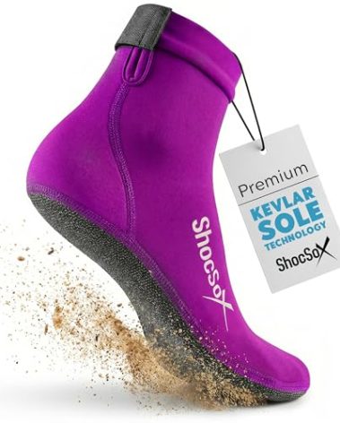ShocSox Beach Volleyball & Sand Soccer Socks No-Holes Guaranteed Soles for Maximum Protection (US, Alpha, Small, Regular, Regular, Purple)