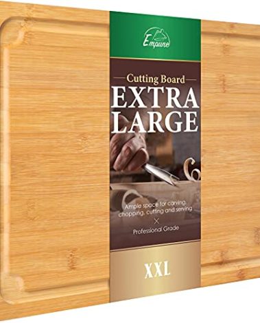 2XLarge Cutting Board, 20" Bamboo Cutting Boards for Kitchen with Juice Groove and Handles Kitchen Chopping Board for Meat Cheese board Heavy Duty Serving Tray, 2XL, Empune