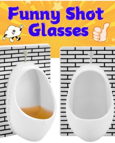 KUCHEY White Elephant Gifts for Adults: Urinal Shot Glasses Set of 2 Odd Funny Gag Gifts for Men Women Christmas Stocking Stuffers Party