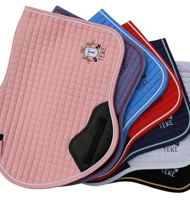 T TEKE Close Contact Saddle Pads,100% Cotton English Saddle Pads for Horses with Moisture-Wicking and Breathable Lining