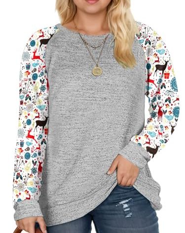 DOLNINE Womens Plus Size Sweatshirts Cozy Soft Lightweight Sweater Christmas Shirts Tops GYCB 26W