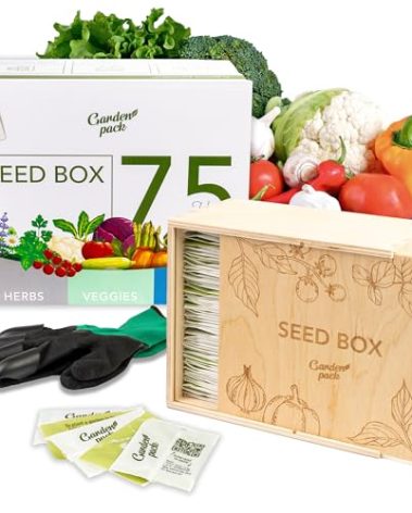 Garden Pack Grow Your Own Kit - 75 Varieties of Herb, Flower and Vegetable Seeds - Gardening Gifts for Men and Women with 30,000 Seeds for Planting