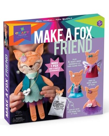 Craft-tastic – Make a Fox Friend Craft Kit – Learn to Make 1 Easy-to-Sew Stuffie with Clothes & Accessories