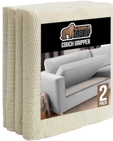 GORILLA GRIP Non Slip Couch Gripper, Prevents Couches from Sliding and Holds Bed in Place, Pad Grips Beds, Sofa, Mattresses, Chair Cushions and Helps Keep Topper from Slipping, Easy Trim Pads, 2 Pack