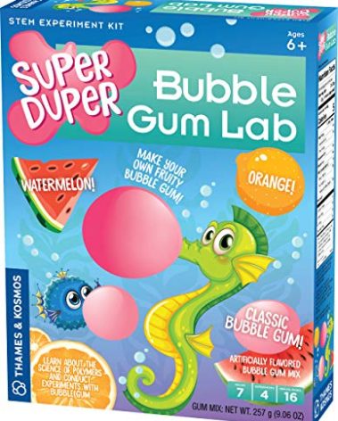 Thames & Kosmos Super Duper Bubble Gum Lab STEM Experiment & Activity Kit | Make Your Own Yummy Bubble Gum in 3 Flavors! | Learn About Science of Elastic Materials | Food Ingredients Included Small