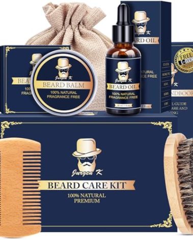 Jurgen K Valentines Day Gifts for Him, Beard Kit for Men's Daily Grooming, Moisturize & Soften Facial Hair, Men's Self Care Set, Anniversary | Birthday Gifts for Men Husband Boyfriend Dad Son