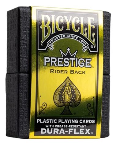 Bicycle Prestige Waterproof Playing Cards, Black 100% Plastic Deck, Durable Casino Quality Poker Cards for Pool, Beach, Camping & Party Games