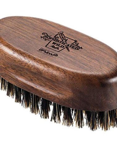 BFWood Small Travel Beard Brush - Natural Boar Bristles with Black Walnut Wood