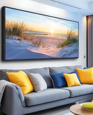 MHARTK66 Large Wall Art for Living Room Modern Wall Decor for Bedroom Beach Landscapes Painting Coastal Picture Ocean Sunset Artwork for Walls Canvas Prints for Bathroom Office Framed Home Decorations