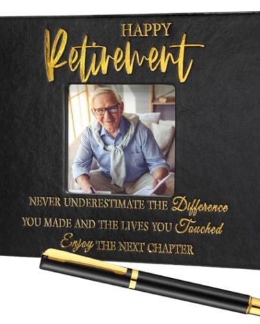 Ctosree Retirement Guest Book with Signature Pen Retirement Party Gift Supplies for Women Men Office Colleague Advice and Wishes Decorations(Photo)