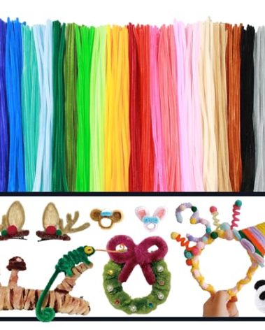 ESUOHYM 230PCS 20 Colors Pipe Cleaners Craft Bulk Thick Chenille Stems DIY Art Supplies Colorful Fluffy Fuzzy Wire Sticks for and Adults Christmas Decoration