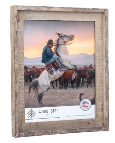 Rustic Barnwood Picture Frames 24x36 - Natural Reclaimed Wood Wall Hanging - Handcrafted Vintage Distressed, 1 3/4" Frame Width