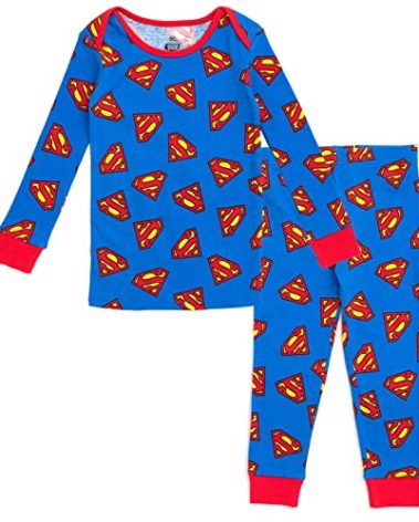 DC Comics Justice League Superman Toddler Boys Pajama Shirt and Pants Sleep Set Logo Blue 3T