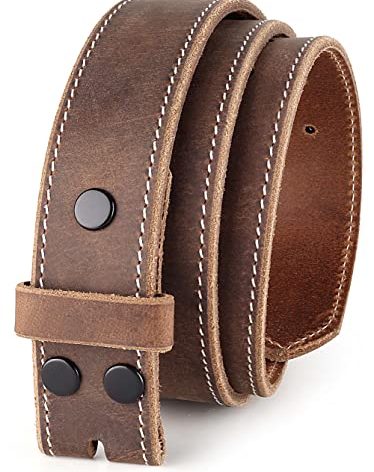 F&L CLASSIC Men's Belt Genuine full Grain Buffalo leather Vintage Distressed,Snap on Strap belts for men, 1 1/2" Wide, Made in USA,buffalo hunter w/white stitching,1288-02, size 36