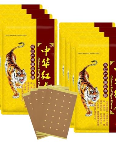 64pcs Tiger Relieving Patches Ultra Strength,Chinese Red Tiger Back Heat Patches Ultra Strength for Muscle Joint of Knee Shoulder Neck 8 Packs 8 Each