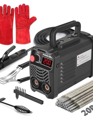 Hpoouo 200Amp 20PCS Rods Stick Welder, Super MINI Portable Welding Machine, IGBT Inverter Welder Machine 110V with Hot Start Arc Force Anti-Stick, for 1/16"-1/8" Rod ARC Welder, 2 Chip Hammers (Black)