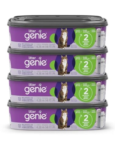 Litter Genie Refill Bags | Standard 4-Pack, 56 total ft | Up to 8 Months of Supply | Ultimate Odor Control Cat Litter Bags