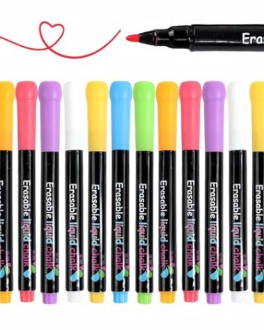 14-Color Neon Markers, erasable Liquid Chalk for LED Note Board, Whiteboard, Glass, Porcelain, Fabric – Non-Toxic, Quick-Dry, Safe for Kids, Anti-Choke Caps, Easy Erase