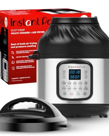 Instant Pot Duo Crisp 11-in-1 Air Fryer and Electric Pressure Cooker Combo with Multicooker Lids that Air Fries, Steams, Slow Cooks, Sautés, Dehydrates, & More, Free App With Over 800 Recipes, 6 Quart