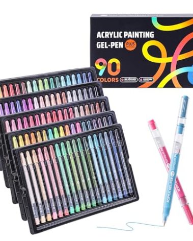 PHOSYNDYE 90 Color 1.0mm Fine Pointed Acrylic Gel Pens Coloring for Adult Painting, Writing, Marking, Student Stationery