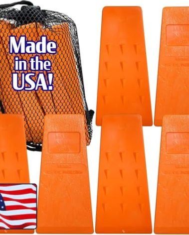 Cold Creek Loggers - Made in The USA! - 5.5" Orange Spiked Tree Wedges for Tree Cutting Falling, Bucking, Felling Wedges Chainsaw Loggers Supplies- Set of 6 Plus Free Carrying Bag