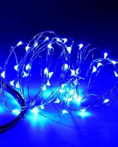 Karlling USB Plug in LED Fairy Lights,2 Packs of 50 LED Bulbs 16 Ft Silver Wire Waterproof Starry String Lights for Bedroom Patio Garden Party Wedding Commercial Lighting (Blue)