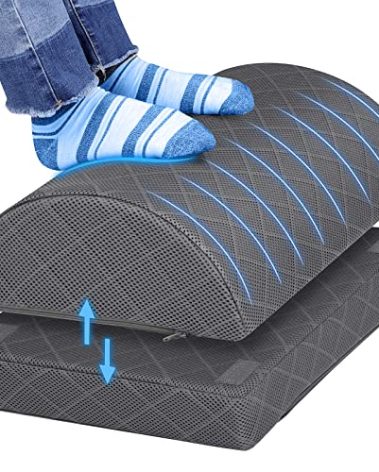 CushZone Foot Rest,Desk & Gaming Accessories,Foot Rest for Under Desk at Work,Comfortable Footrest with 2 Adjustable Heights & Removable Cover, Office Desk Accessories（Gray）