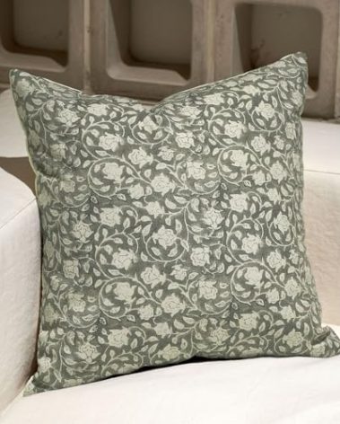 DOMVITUS Floral Pillow Covers 20x20, Throw Pillows for Couch, Floral Print Pillow Cover, Decorative Neutral Accent Throw Pillow Covers for Living Room, 1PC, Laurel Green