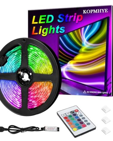 3M 10FT RGB LED Strip Lights, IP65 Waterproof Colored USB TV Backlight with Remote, 16 Color Changing 180 5050 LEDs Bias Lighting for HDTV, Multicolor for TV PC Background Lighting, No Adapter