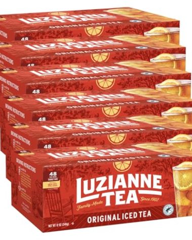 Luzianne Unsweetened Iced Tea Bags, Family Size, 48ct Box (Pack of 6)