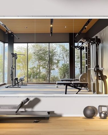 Hasipu Home Gym Mirror 48" L x 24" W - 3PCS Large Full Body Mirror for Yoga, Fitness, Garage, Dance Studio, Wall-Mounted, 0.16in Tempered Glass Frameless
