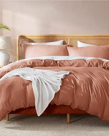 Nestl Rust Duvet Cover Queen Size - Soft Double Brushed Queen Duvet Cover Set, 3 Piece, with Button Closure, 1 Duvet Cover 90x90 inches and 2 Pillow Shams