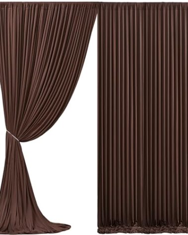 10x10 Brown Backdrop Curtain for Parties Wedding Wrinkle Free Brown Photo Curtains Backdrop Drapes Fabric Decoration for Birthday Party Baby Shower 5ft x 10ft,2 Panels