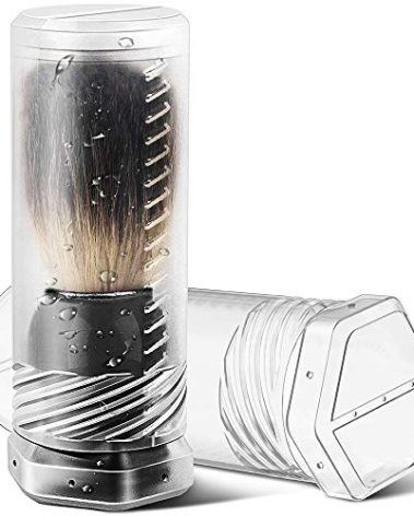 Enerfort Shaving Brush Travel Case, Shave Brush Holder Stand with Adjustable Height Compatible Most of Shaving Brushes (Brush not Included) White