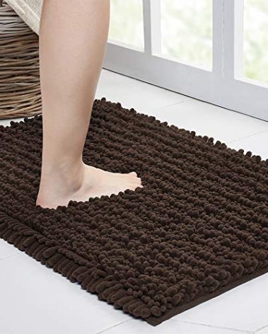 Walensee Large Bathroom Rug Non Slip Bath Mat (72x24 Inch Brown) Water Absorbent Super Soft Shaggy Chenille Machine Washable Dry Extra Thick Perfect Absorbant Best Plush Carpet for Shower Floor