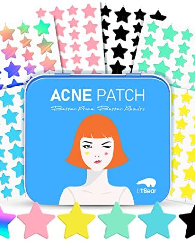 LitBear Acne Pimple Patch, 6 Colors 168 Dots Star Pimple Patches with Tea Tree Oil & Centella Oil, Hydrocolloid Acne Patches for Face Cute Zit Patches Pimple Stickers Acne Dots