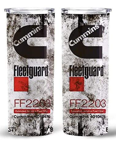 KZAN Oil Filter Tumbler Cup 20 Oz - Cumins FF2203 - Gifts For Him, Dad, Mechanic - Vacuum Coffee Cup With Lid