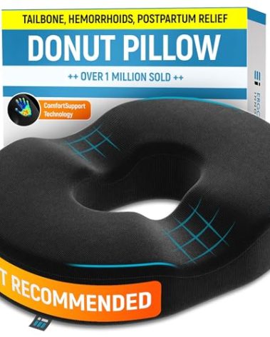 PT ENDORSED Donut Pillow for Tailbone Pain Relief - Hemorrhoid Pillow for Sitting, Orthopedic Donut Seat Cushion for Pressure Relief, Post Surgery, Postpartum Pregnancy, Lifting Cushions for Coccyx