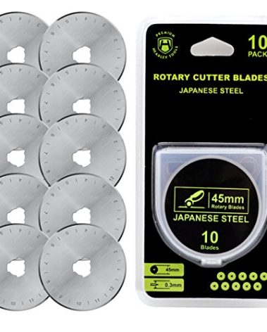 HEADLEY TOOLS 45mm Rotary Cutter Blades 10 Pack Fits Olfa, Fiskars, Replacement Rotary Blade for Arts Crafts Quilting Scrapbooking Sewing, Sharp and Durable