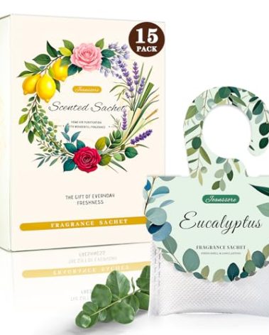 15 Packs Eucalyptus Scented Sachets Bag for Drawers and Closets, Air Freshener for Home Fragrance Sachet, Long-Lasting Hanging Closet Deodorizer Smell Goods for House