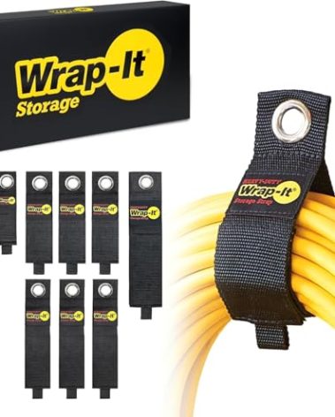 Heavy-Duty Wrap-It Storage Straps, Assorted 9 Pack - Hook and Loop Extension Cord Organizer Hanger, Cord Wrap Keeper, Cable Straps for Cords, Hoses, Rope, RV, Boat and Garage Storage and Organization