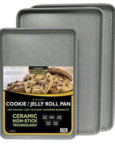 casaWare 3pc Ultimate Commercial Weight Cookie Sheet Set, Two 15 x 10-Inch Pans, One 13 x 9-Inch-Inch Pan (Silver Granite)