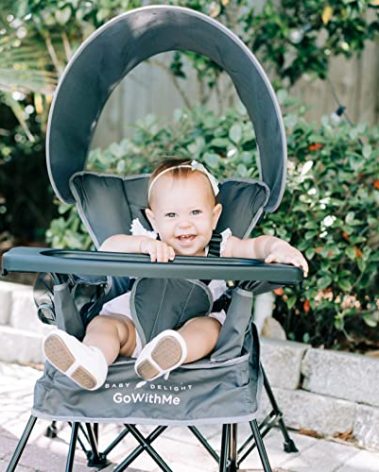 Baby Delight Go with Me Jubilee Deluxe Portable Chair | Indoor and Outdoor | Sun Canopy | Grey