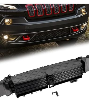 KUAFU Grille Shutter Assembly Compatible with 2014-2018 Jeep Cherokee SUV Replacement for 68164480AD 68246267AB CH1206101 Front Lower Bumper Radiator Air Shutter Black