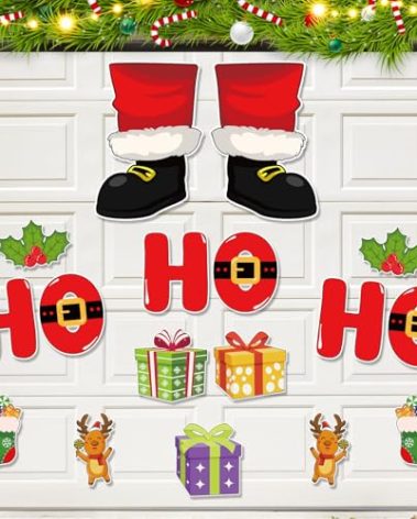 Anpow Christmas Garage Door Magnets Decorations, Merry Christmas Garage Magnetic Banner with Ornament Decor DIY Refrigerator Car Magnet Decal Stickers for Xmas Holiday (HOHOHO)