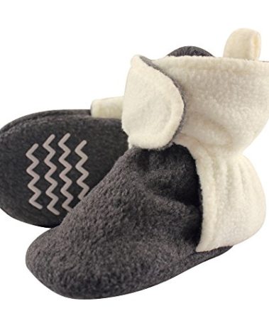 Hudson Baby Unisex-Baby Cozy Fleece Booties Slipper Sock, Heather Charcoal Cream, 6-12 Months