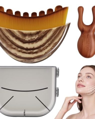 Lymphatic Contour Face Brush,Lymphatic Drainage Brush, Dry Brushing Face Brush with Wooden Facial Massage Tool,Lymphatic Drainage Massager for Face,Designed to Fit The Skin Precisely (1+1pcs)