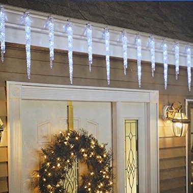 GE 20-Count 100 LED Twinkling Ice Crystal Icicle Set, Crystal White
