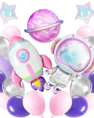 Pink Space Balloons Astronaut Balloons Rocket Balloon for two the Moon Birthday Girl Spaces Birthday Party Planet Theme Party Decoration Spaceship Baby Shower Galaxy Planet Space Party Decoration